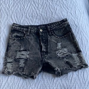 Evil twin black denim shorts